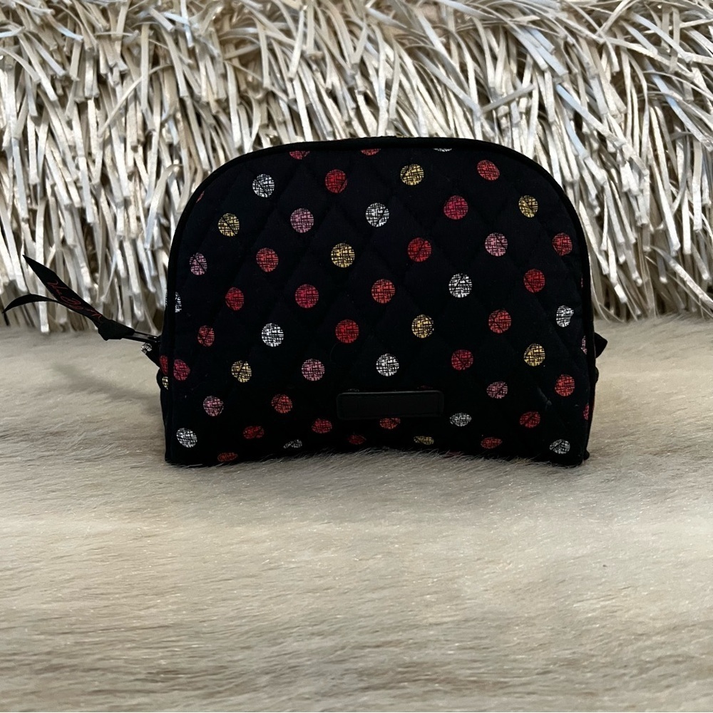 VERA BRADLEY Havana Dots 2017 Large Plastic Lined Cosmetic case Black Red Polka